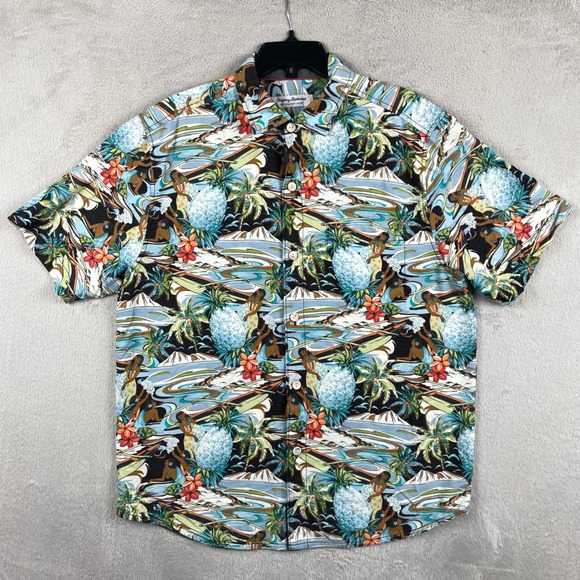 Tommy Bahama Other - Tommy Bahama Coconut Point Hawaiian Shirt Mens Medium Hula Girl Tencel Button Up